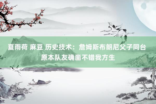 夏雨荷 麻豆 历史技术:詹姆斯布朗尼父子同台 原本队友确凿不错我方生