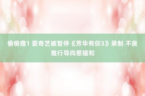 偷偷撸1 爱奇艺被暂停《芳华有你3》录制 不良推行导向惹暄和