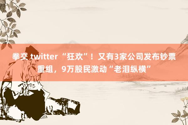 拳交 twitter “狂欢”！又有3家公司发布钞票重组，9万股民激动“老泪纵横”