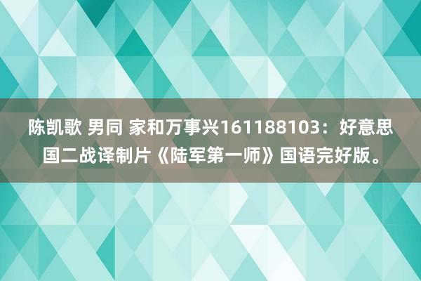 陈凯歌 男同 家和万事兴161188103：好意思国二战译制片《陆军第一师》国语完好版。
